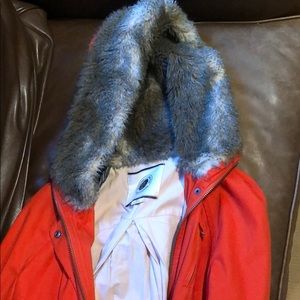 Orange/red winter coat